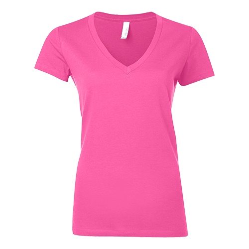 Custom Printed Bella + Canvas 6035 Ladies’ Short Sleeve Deep V-Neck Jersey Tee - 2 - Front View | ThatShirt