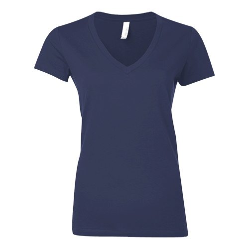 Custom Printed Bella + Canvas 6035 Ladies’ Short Sleeve Deep V-Neck Jersey Tee - 12 - Front View | ThatShirt