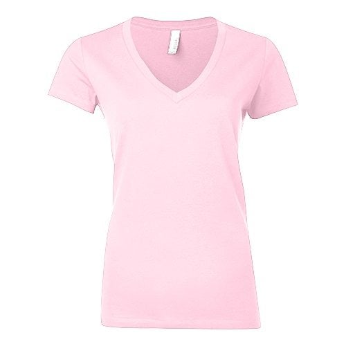 Custom Printed Bella + Canvas 6035 Ladies’ Short Sleeve Deep V-Neck Jersey Tee - 16 - Front View | ThatShirt