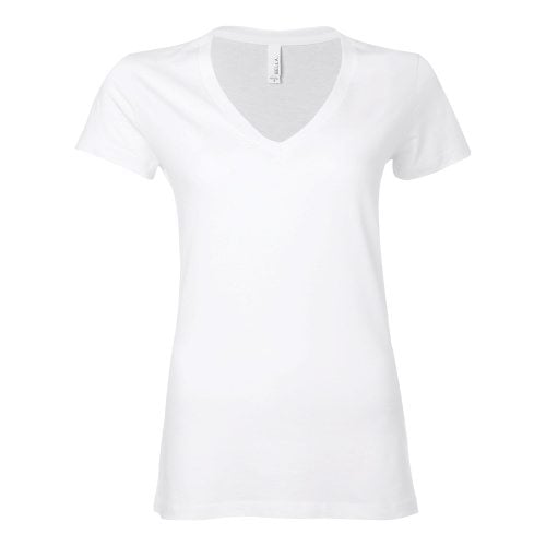 Custom Printed Bella + Canvas 6035 Ladies’ Short Sleeve Deep V-Neck Jersey Tee - 24 - Front View | ThatShirt