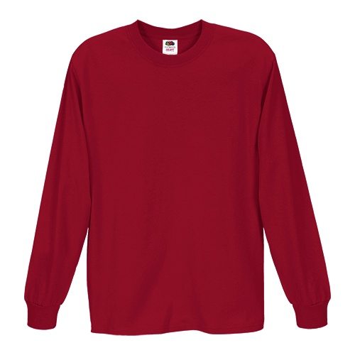 Custom Printed Fruit of the Loom 4930R Heavy Cotton HD Long Sleeve T-shirt - 6 - Front View | ThatShirt