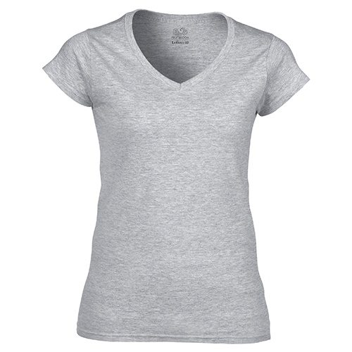 Custom Printed Fruit of the Loom L39VR Ladies’ Heavy Cotton HD V-Neck T-Shirt - Front View | ThatShirt