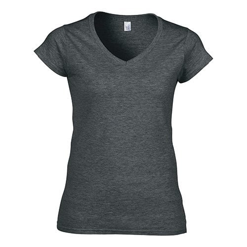 Custom Printed Gildan 64V00L Ladies’ Soft Style Junior Fit V-Neck T-Shirt - Front View | ThatShirt