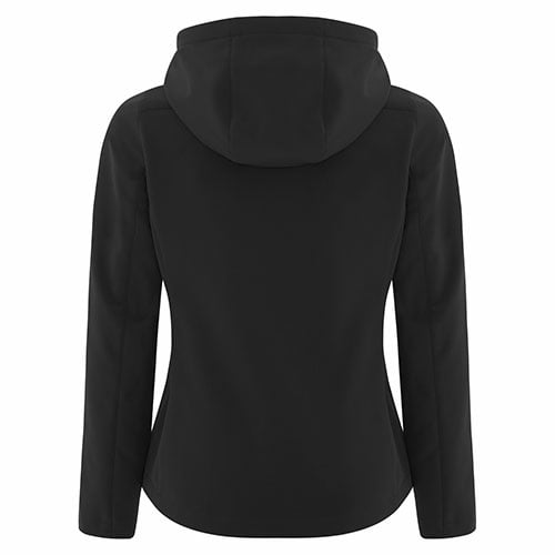 Custom Printed Coal Harbour L7605 Essential Hooded Soft Shell Ladies’ Jacket - 0 - Back View | ThatShirt