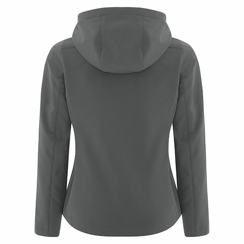 Custom Printed Coal Harbour L7605 Essential Hooded Soft Shell Ladies’ Jacket - 1 - Back View | ThatShirt